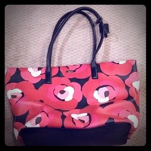 Kate Spade Red Floral Large Tote Bag